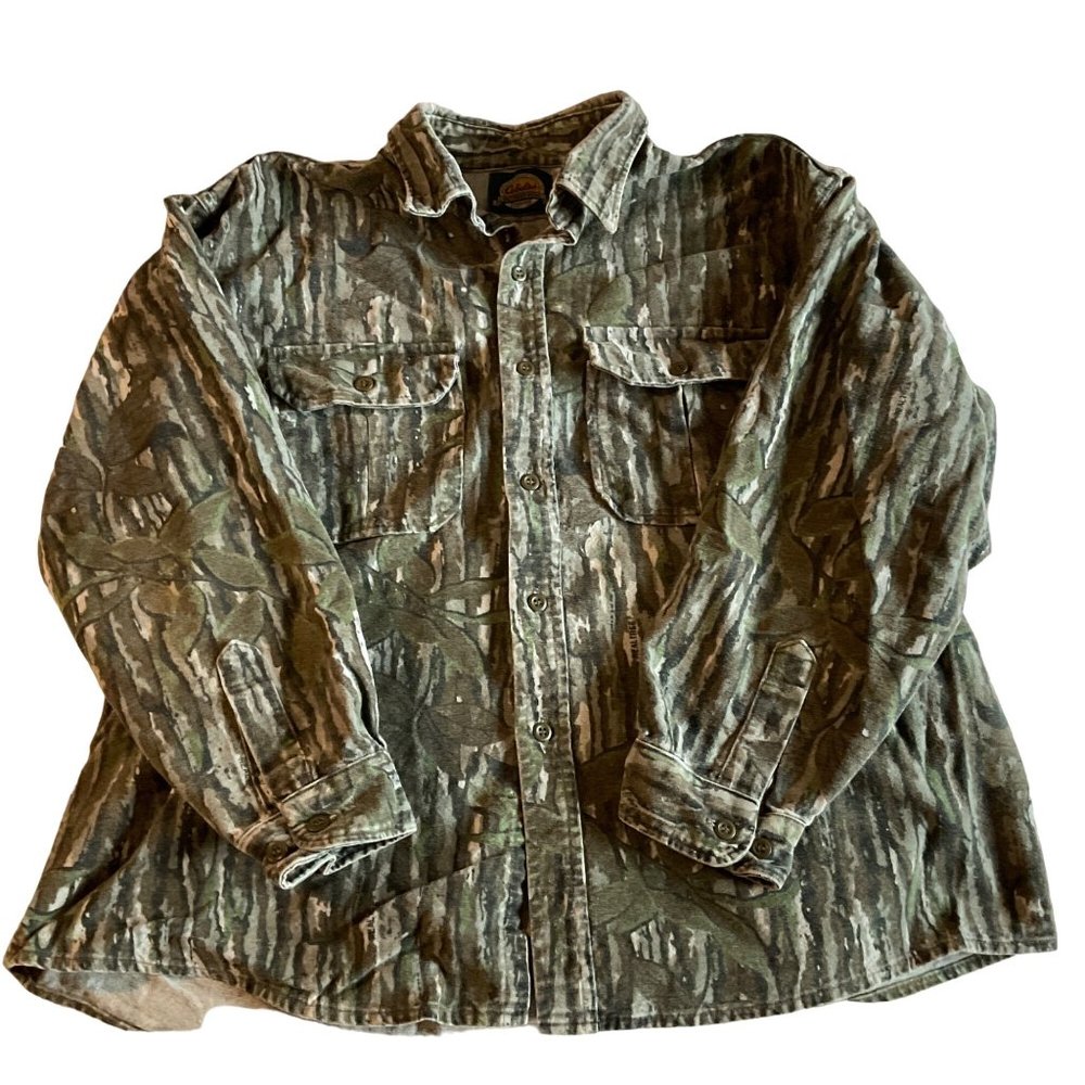 Cabelas Realtree Camo Hunting Fishing Button Up Shirt Men’s 2XL